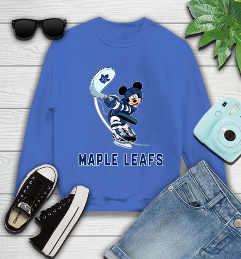 NHL Hockey Toronto Maple Leafs Cheerful Mickey Mouse Shirt Youth Sweatshirt 7