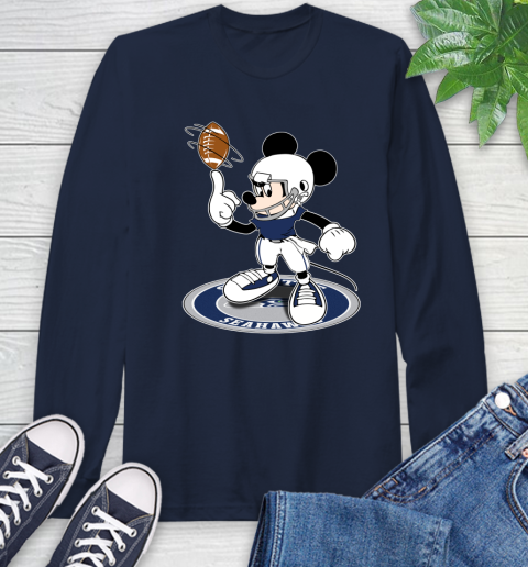 NFL Football Seattle Seahawks Cheerful Mickey Disney Shirt Long Sleeve T-Shirt 4