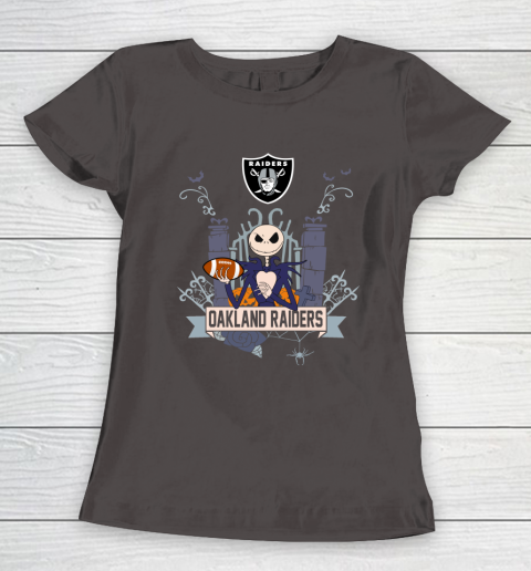 NFL Oakland Raiders Football Jack Skellington Halloween Women's T-Shirt 7