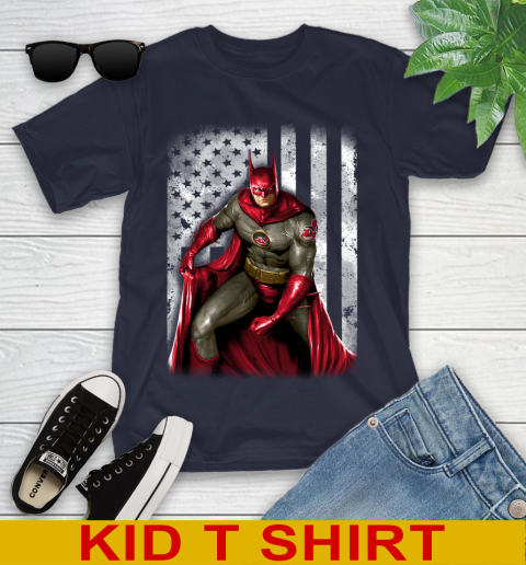 Cleveland Indians MLB Baseball Batman DC American Flag Shirt Youth T-Shirt 2