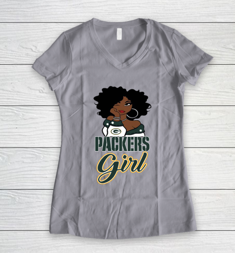 Green Bay Packers Girl NFL Women's V-Neck T-Shirt 4