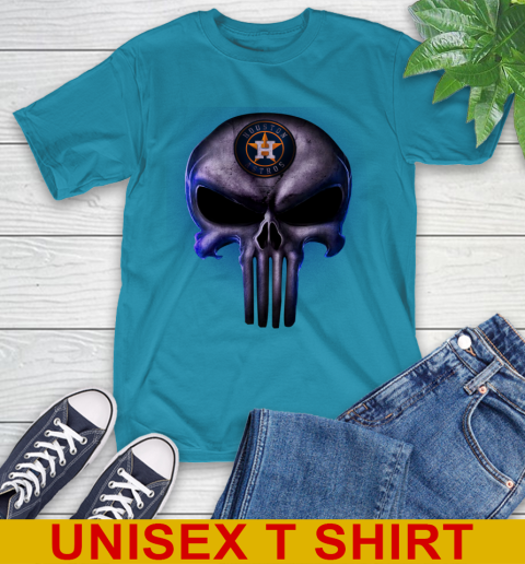 Houston Astros MLB Baseball Punisher Skull Sports T-Shirt