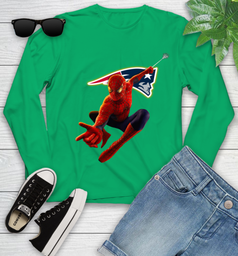 NFL Spider Man Avengers Endgame Football New England Patriots Youth Long Sleeve 6