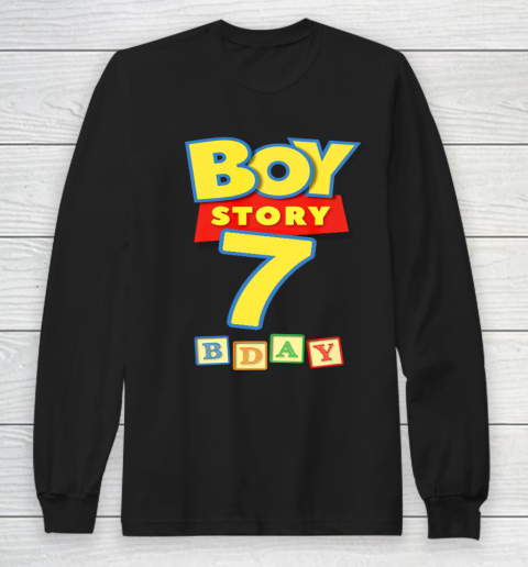 Toy Blocks Boy Story 7 Year Old Birthday Long Sleeve T-Shirt