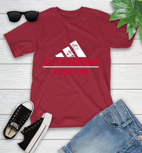 MLB A Badass Cincinnati Reds Fan Adidas Baseball Sports Youth T-Shirt 14