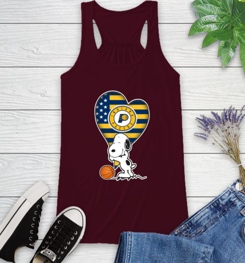 Indiana Pacers NBA Basketball The Peanuts Movie Adorable Snoopy Racerback Tank 3