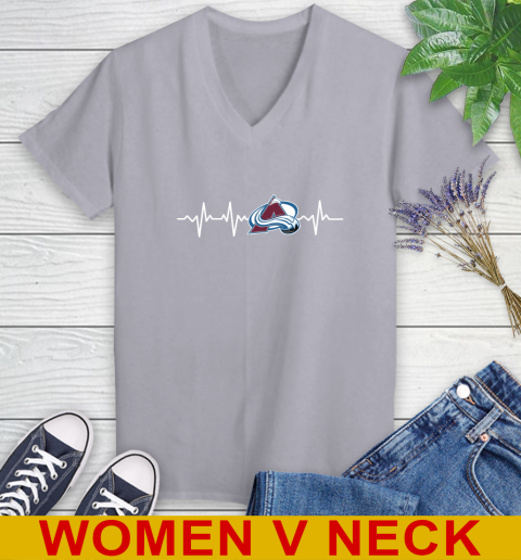 Colorado Avalanche NHL Hockey Heart Beat Shirt Women's V-Neck T-Shirt 4