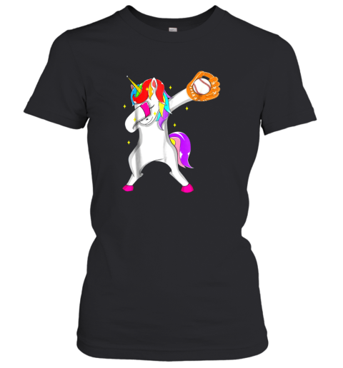 Softball Dabbing Unicorn Baseball Girls Teens Women's T-Shirt