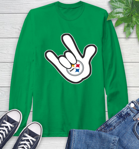 Pittsburgh Steelers NFL Football Mickey Rock Hand Disney Long Sleeve T-Shirt 7
