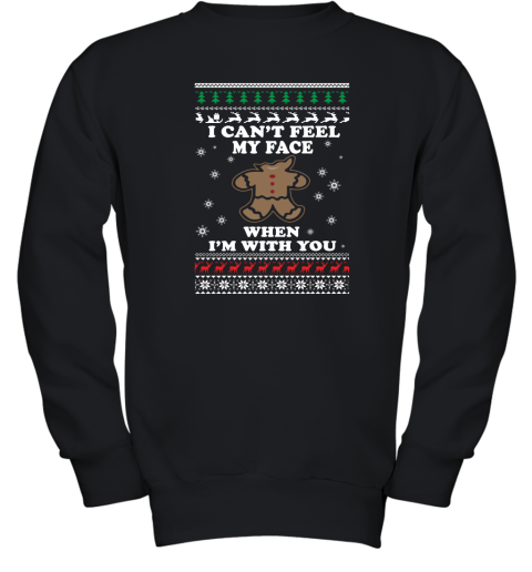 Gingerbread Christmas Sweater – I Can't Feel My Face Youth Sweatshirt