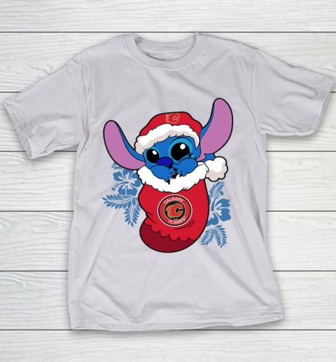 Calgary Flames Christmas Stitch In The Sock Funny Disney NHL Youth T-Shirt 5