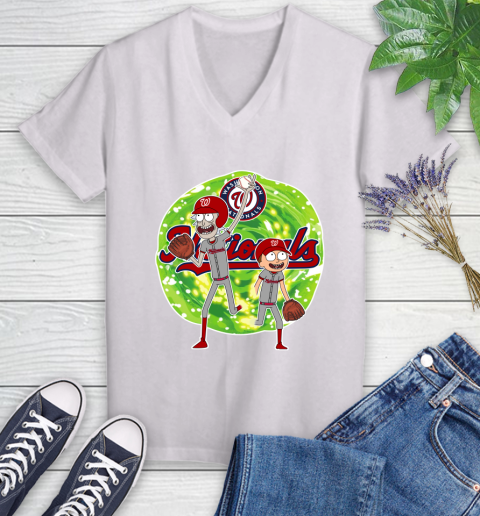 MLB Washington Nationals Rick And Morty Baseball Sports Women's V-Neck T-Shirt
