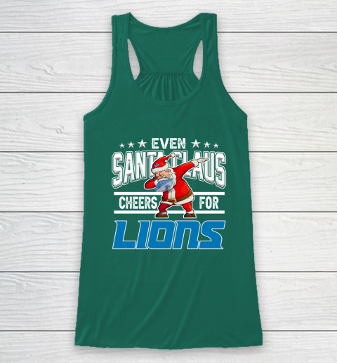 Detroit Lions Even Santa Claus Cheers For Christmas NFL Racerback Tank 5