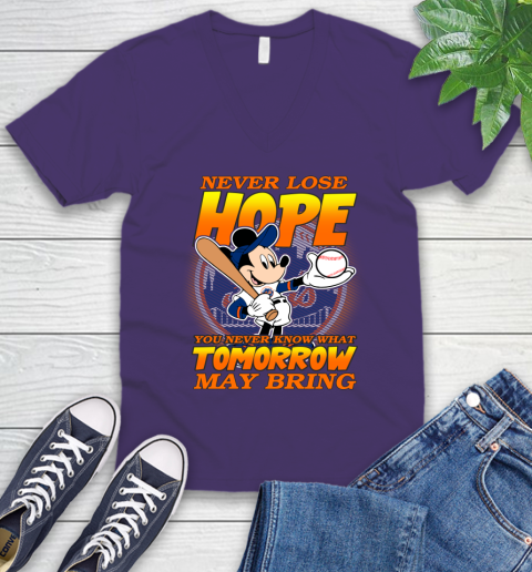 New York Mets MLB Baseball Mickey Disney Never Lose Hope V-Neck T-Shirt 9