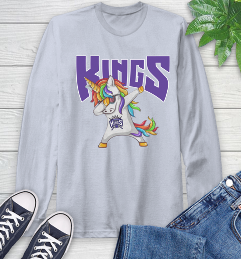 Sacramento Kings NBA Basketball Funny Unicorn Dabbing Sports Long Sleeve T-Shirt 6