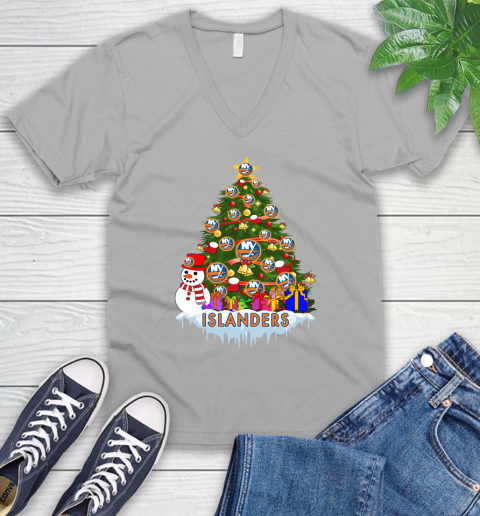 New York Islanders Merry Christmas NHL Hockey Sports V-Neck T-Shirt - Image 5