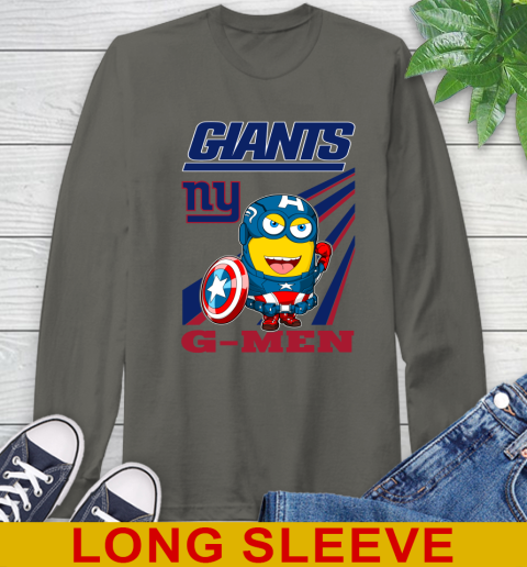 NFL Football New York Giants Captain America Marvel Avengers Minion Shirt Long Sleeve T-Shirt 10