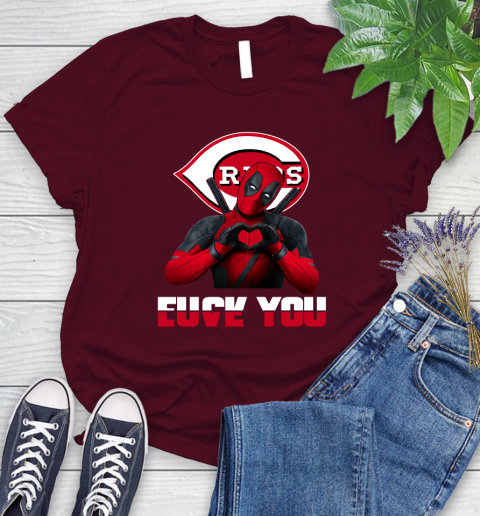 MLB Cincinnati Reds Deadpool Love You Fuck You Baseball Sports Women's T-Shirt 7