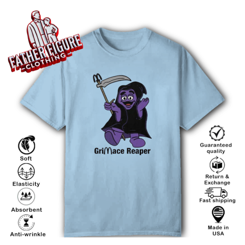znry grimace reaper grim reaper classic t shirt 2 front light blue