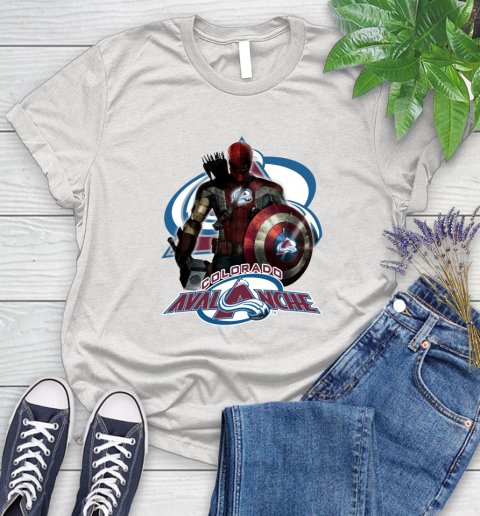NHL Captain America Thor Spider Man Hawkeye Avengers Endgame Hockey Colorado Avalanche Women's T-Shirt