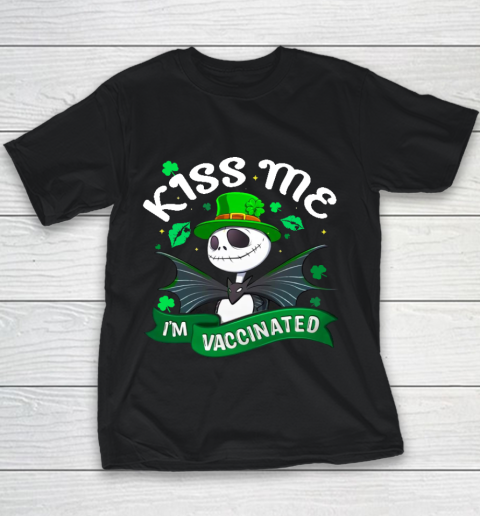 Kiss Me I'm Vaccinated Patrick's Day Jack Skellington Youth T-Shirt