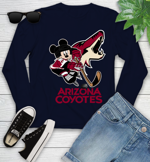NHL Arizona Coyotes Mickey Mouse Disney Hockey T Shirt Youth Long Sleeve 3