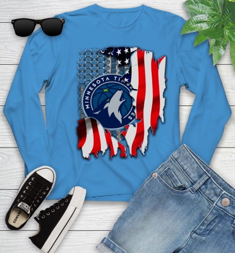 Minnesota Timberwolves NBA Basketball American Flag Youth Long Sleeve 8
