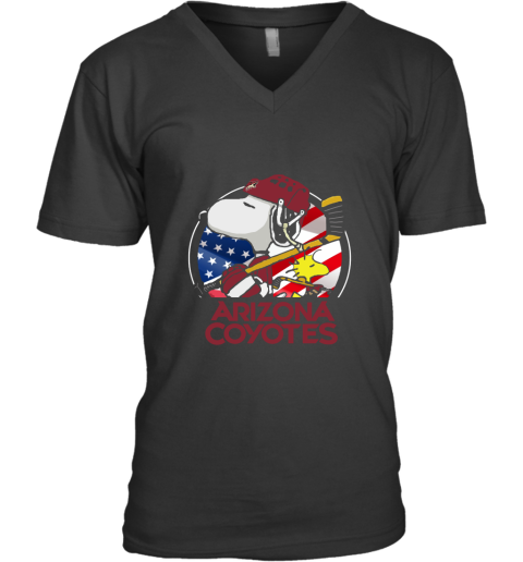 Arizona Coyotes Ice Hockey Snoopy And Woodstock NHL V-Neck T-Shirt