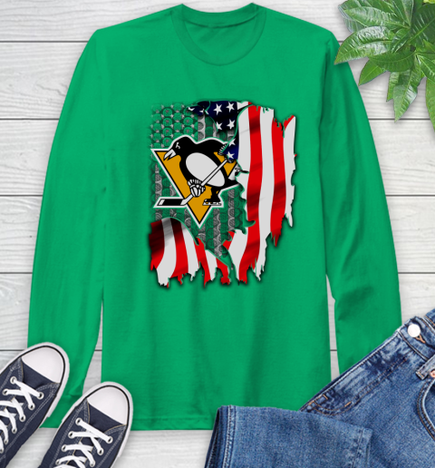 Pittsburgh Penguins NHL Hockey American Flag Long Sleeve T-Shirt 8