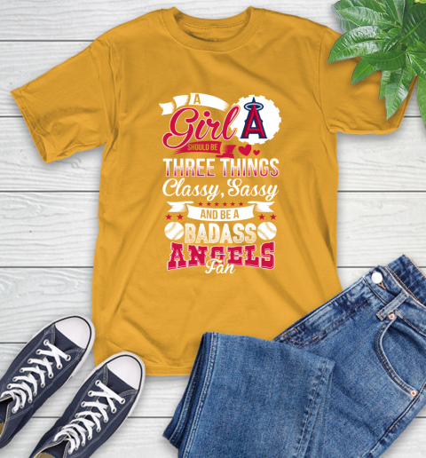 Los Angeles Angels MLB Baseball A Girl Should Be Three Things Classy Sassy And A Be Badass Fan T-Shirt 2