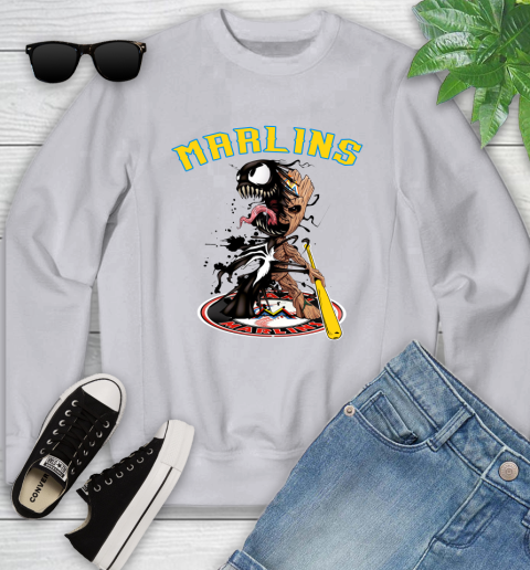 MLB Miami Marlins Baseball Venom Groot Guardians Of The Galaxy Youth Sweatshirt 4