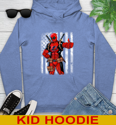 NHL Hockey Tampa Bay Lightning Deadpool American Flag Shirt Youth Hoodie - Image 13