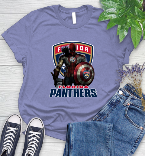 NHL Captain America Thor Spider Man Hawkeye Avengers Endgame Hockey Florida Panthers Women's T-Shirt 11