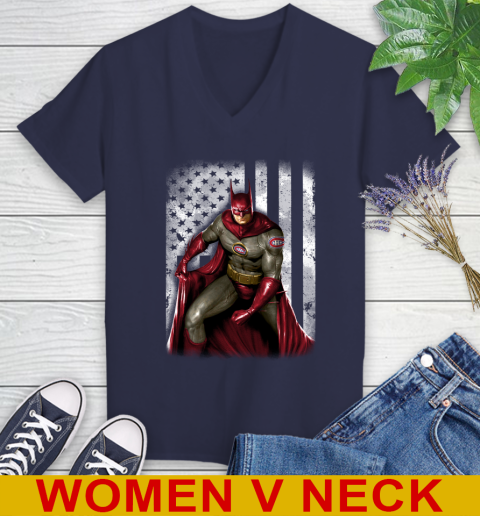 Montreal Canadiens NHL Hockey Batman DC American Flag Shirt Women's V-Neck T-Shirt 12