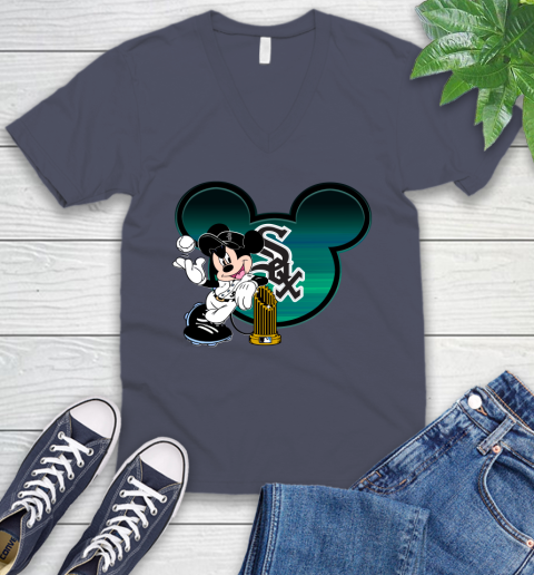 MLB Chicago White Sox The Commissioner's Trophy Mickey Mouse Disney V-Neck T-Shirt 9