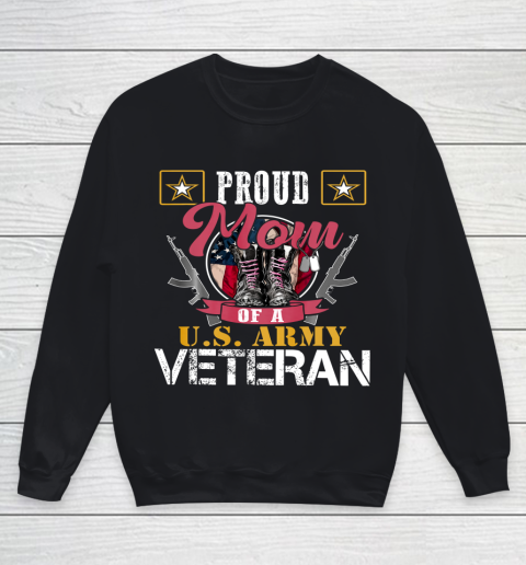 Veteran Shirt Vintage Proud Mom Of A U S Army Veteran Gift Youth Sweatshirt