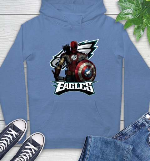 NFL Captain America Thor Spider Man Hawkeye Avengers Endgame Football Philadelphia Eagles Hoodie 11