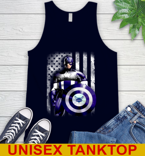 Charlotte Hornets NBA Basketball Captain America Marvel Avengers American Flag Shirt Tank Top 2