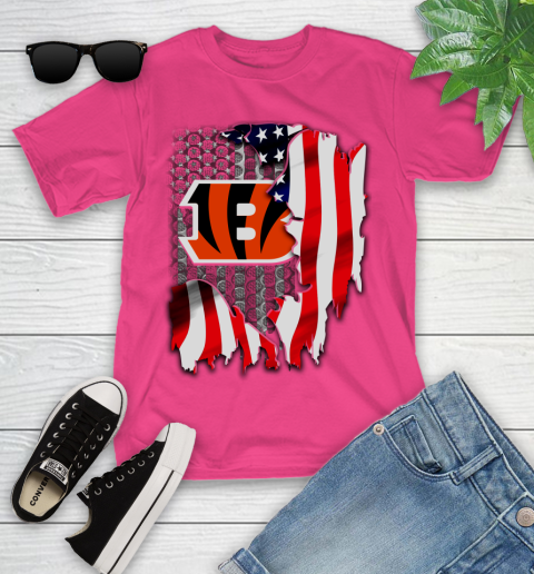 Cincinnati Bengals NFL Football American Flag Youth T-Shirt 11