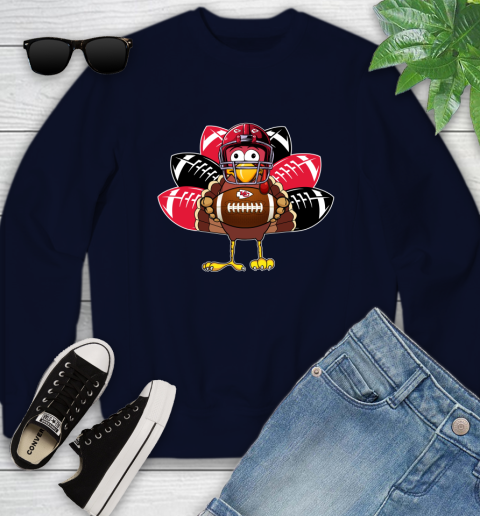 Kansas City Chiefs Turkey Thanksgiving Day Youth Sweatshirt 3