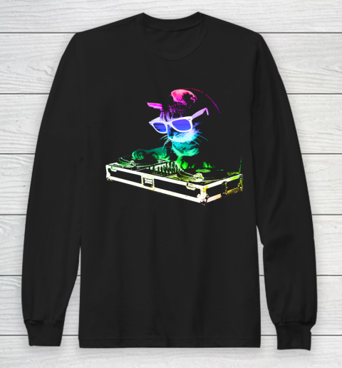 HOUSE CAT (Rainbow DJ Kitty) Funny Shirt Long Sleeve T-Shirt