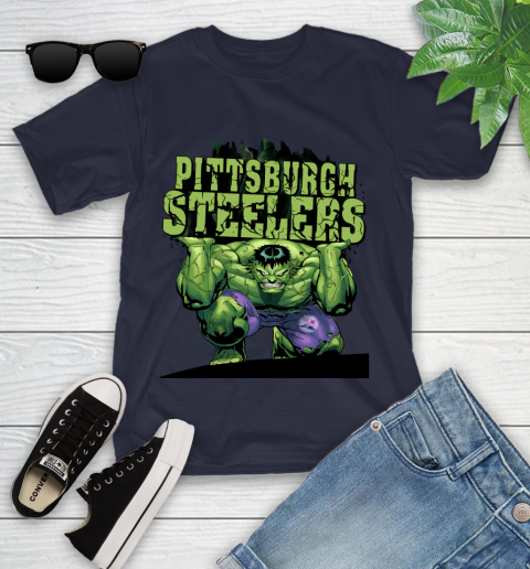 Pittsburgh Steelers NFL Football Incredible Hulk Marvel Avengers Sports Youth T-Shirt 3