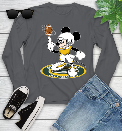 NFL Football Green Bay Packers Cheerful Mickey Disney Shirt Youth Long Sleeve 8