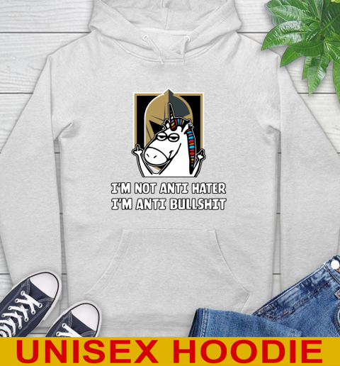 Vegas Golden Knights NHL Hockey Unicorn I'm Not Anti Hater I'm Anti Bullshit Hoodie