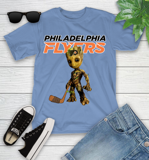 Philadelphia Flyers NHL Hockey Groot Marvel Guardians Of The Galaxy Youth T-Shirt 11
