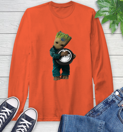 NHL Groot Guardians Of The Galaxy Hockey Sports Edmonton Oilers Long Sleeve T-Shirt 5