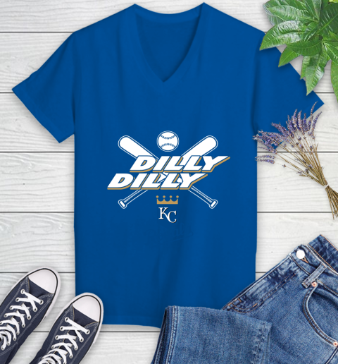 MLB Kansas City Royals Dilly Dilly Baseball Sports Women's V-Neck T-Shirt 10