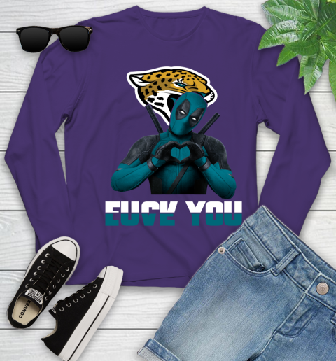 NHL Jacksonville Jaguars Deadpool Love You Fuck You Football Sports Youth Long Sleeve 4
