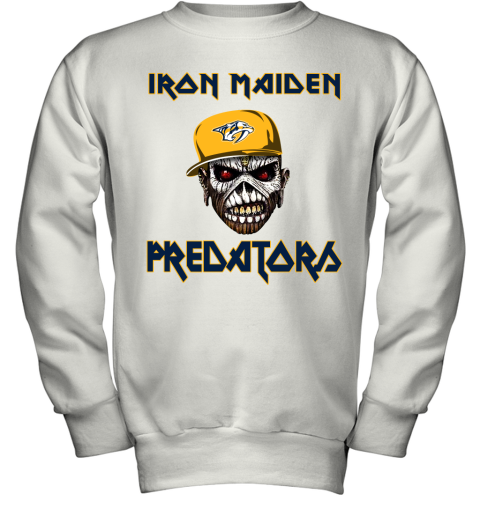 NHL Nashville Predators Iron Maiden Rock Band Music Hockey Sports QtB7n0QFSRH youth sweatshirt 47 95 151514 front white