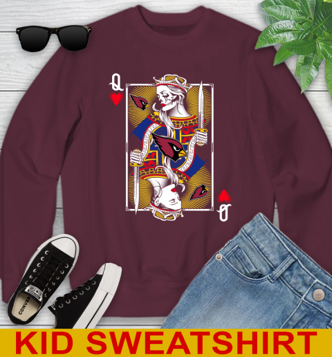 NFL Football Arizona Cardinals The Queen Of Hearts Card Shirt Youth Sweatshirt 4